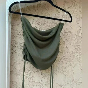 Active USA Olive Green Strapless Crop Top